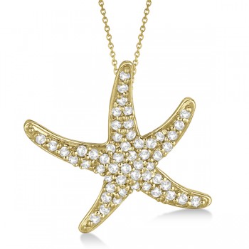 Lab Grown Diamond Starfish Pendant Necklace 14k Yellow Gold (0.55ct)