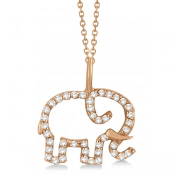 Elephant Diamond Pendant Necklace 14K Rose Gold (0.22ct)