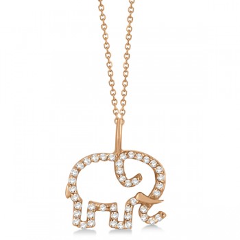 Elephant Diamond Pendant Necklace 14K Rose Gold (0.22ct)