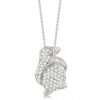 Pave Diamond Penguin Pendant Necklace 14K White Gold (0.61ct)