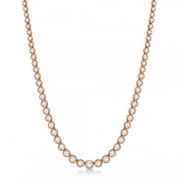 Eternity Diamond Tennis Necklace 14k Rose Gold (10.35ct)