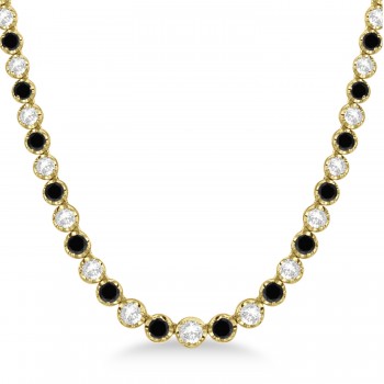 Eternity Black & White Diamond Tennis Necklace 14k Yellow Gold (10.35ct)