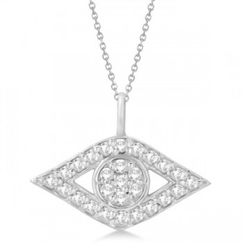 Evil Eye Diamond Pendant Necklace in 14k White Gold Pave Set (0.50ct)