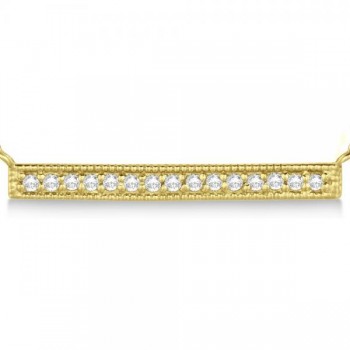 Pave Set Horizontal Diamond Bar Necklace 14k Yellow Gold 0.15ct