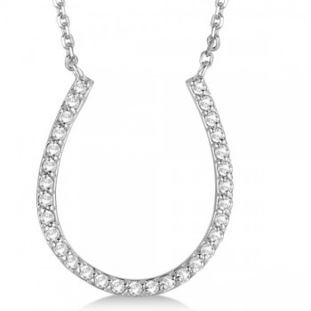 Pave Set Lab Grown Diamond Horseshoe Pendant Necklace 14k White Gold 0.25ct