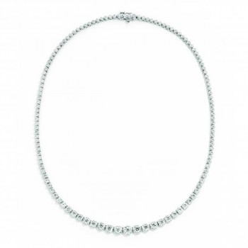 Graduated Diamond Tennis Necklace 14k White Gold 7.20ct