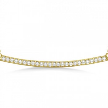 Pave Set Curved Round Diamond Bar Necklace 14k Yellow Gold 0.25ct
