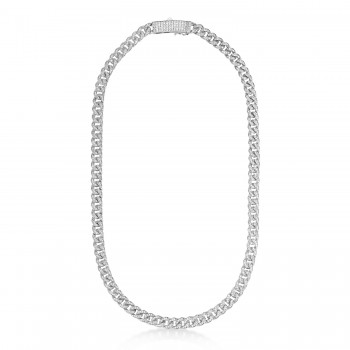 Diamond Miami Cuban Chain Necklace 14k White Gold (6.26ct)