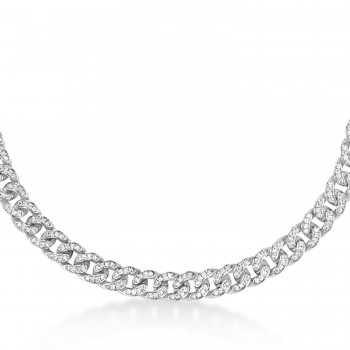 Diamond Miami Cuban Chain Necklace 14k White Gold (6.26ct)