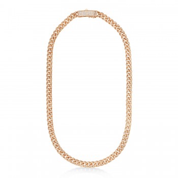 Diamond Miami Cuban Chain Necklace 14k Rose Gold (9.00ct)