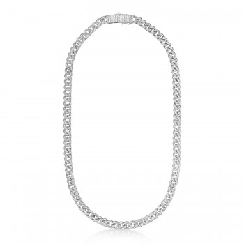 Diamond Miami Cuban Chain Necklace 14k White Gold (9.00ct)