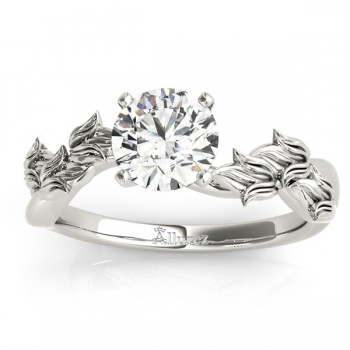 Solitaire Tulip Vine Leaf Engagement Ring Setting 14k White Gold