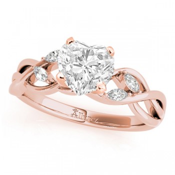 Twisted Heart Diamonds Vine Leaf Engagement Ring 14k Rose Gold (1.00ct)