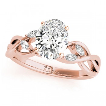 Twisted Oval Diamonds Vine Leaf Engagement Ring 14k Rose Gold (1.00ct)