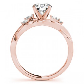 Twisted Princess Diamonds Vine Leaf Engagement Ring 14k Rose Gold (1.00ct)