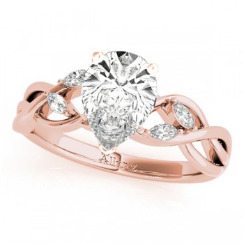 Twisted Pear Diamonds Vine Leaf Engagement Ring 14k Rose Gold (1.00ct)