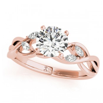 Twisted Round Diamonds Vine Leaf Engagement Ring 14k Rose Gold (0.50ct)