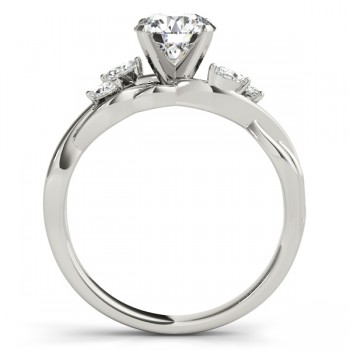 Heart Diamonds Vine Leaf Engagement Ring 14k White Gold (1.00ct)