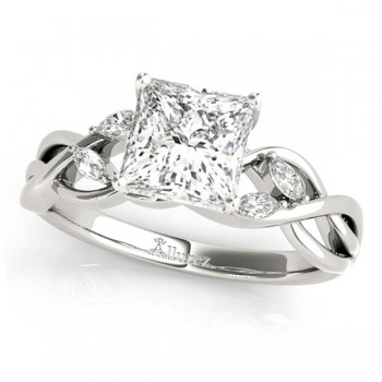 Princess Diamonds Vine Leaf Engagement Ring 14k White Gold (0.50ct)