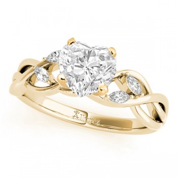 Twisted Heart Diamonds Vine Leaf Engagement Ring 14k Yellow Gold (1.50ct)