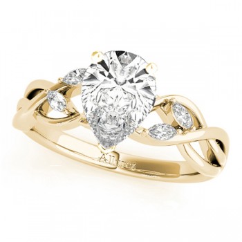 Twisted Pear Diamonds Vine Leaf Engagement Ring 14k Yellow Gold (1.00ct)