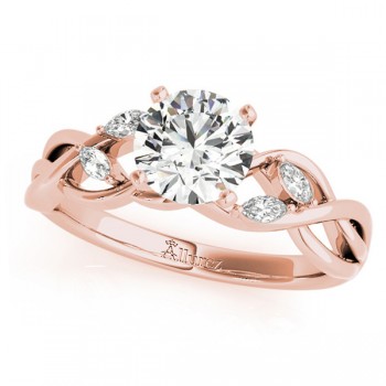 Twisted Round Diamonds Vine Leaf Engagement Ring 18k Rose Gold (1.00ct)