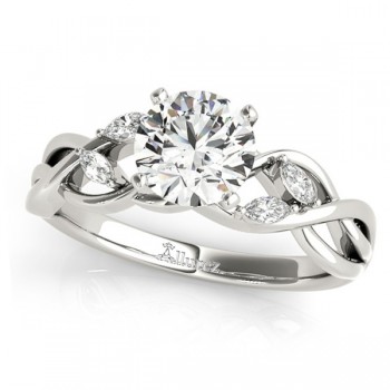 Twisted Round Diamonds Vine Leaf Engagement Ring 18k White Gold (0.50ct)