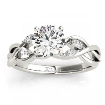 Diamond Marquise Vine Leaf Engagement Ring Setting 18k White Gold (0.20ct)