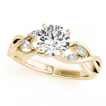 Twisted Round Diamonds Vine Leaf Engagement Ring 18k Yellow Gold (1.50ct)