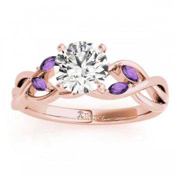 Amethyst Marquise Vine Leaf Engagement Ring 14k Rose Gold (0.20ct)