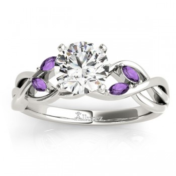 Amethyst Marquise Vine Leaf Engagement Ring 14k White Gold (0.20ct)