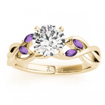 Amethyst Marquise Vine Leaf Engagement Ring 14k Yellow Gold (0.20ct)