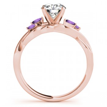 Twisted Princess Amethysts Vine Leaf Engagement Ring 18k Rose Gold (0.50ct)