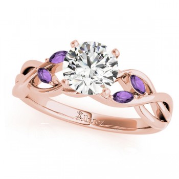 Twisted Round Amethysts & Moissanite Engagement Ring 18k Rose Gold (1.50ct)