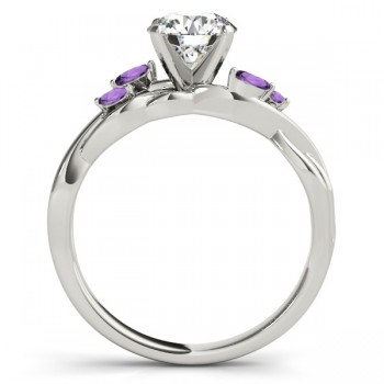Twisted Pear Amethysts Vine Leaf Engagement Ring 18k White Gold (1.00ct)