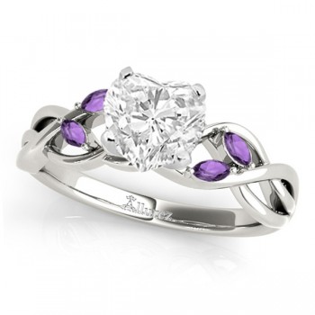 Twisted Heart Amethysts Vine Leaf Engagement Ring Platinum (1.00ct)