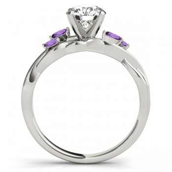 Twisted Oval Amethysts Vine Leaf Engagement Ring Platinum (1.00ct)