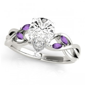 Twisted Pear Amethysts Vine Leaf Engagement Ring Platinum (1.00ct)