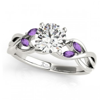 Twisted Round Amethysts & Moissanite Engagement Ring Platinum (0.50ct)