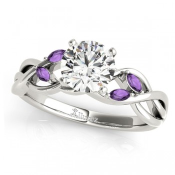 Twisted Round Amethysts Vine Leaf Engagement Ring Platinum (0.50ct)