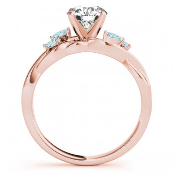 Twisted Heart Aquamarines Vine Leaf Engagement Ring 14k Rose Gold (1.50ct)