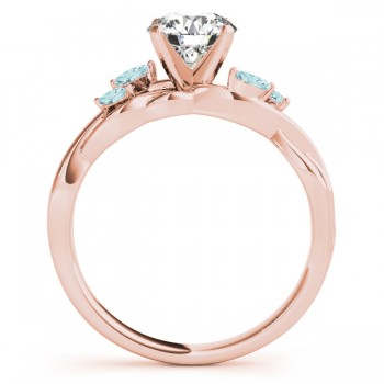 Twisted Round Aquamarines Vine Leaf Engagement Ring 14k Rose Gold (0.50ct)