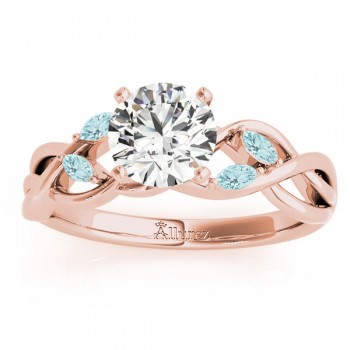 Aquamarine Marquise Vine Leaf Engagement Ring 14k Rose Gold (0.20ct)