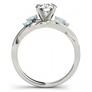 Princess Aquamarines Vine Leaf Engagement Ring 14k White Gold (0.50ct)