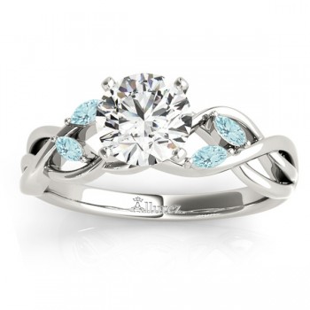 Aquamarine Marquise Vine Leaf Engagement Ring 14k White Gold (0.20ct)