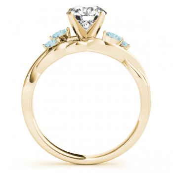 Twisted Heart Aquamarines Vine Leaf Engagement Ring 14k Yellow Gold (1.00ct)