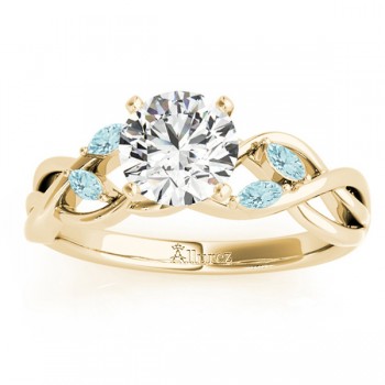 Aquamarine Marquise Vine Leaf Engagement Ring 14k Yellow Gold (0.20ct)