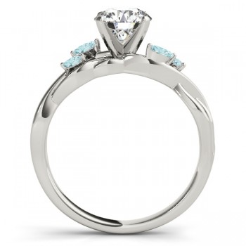 Twisted Cushion Aquamarines Vine Leaf Engagement Ring Platinum (1.00ct)