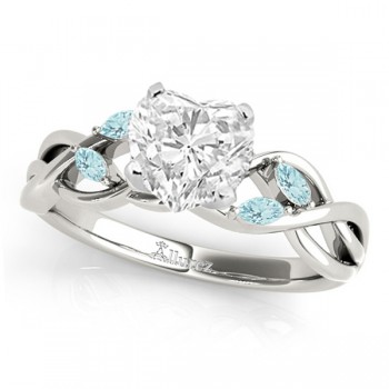 Twisted Heart Aquamarines Vine Leaf Engagement Ring Platinum (1.00ct)