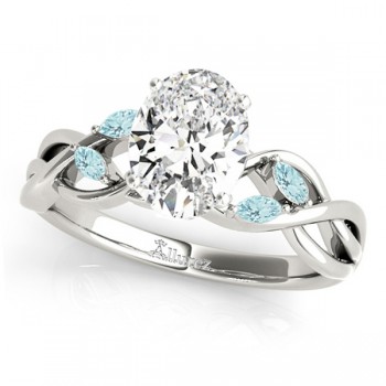 Twisted Oval Aquamarines Vine Leaf Engagement Ring Platinum (1.00ct)